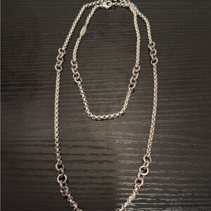 LAGOS Signature Caviar Circle Link Station Necklace in Sterling Silver 34"